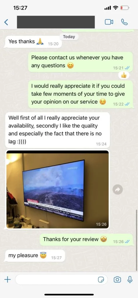 Beispiel einer WhatsApp Unterhaltung zum IPTV Support 2