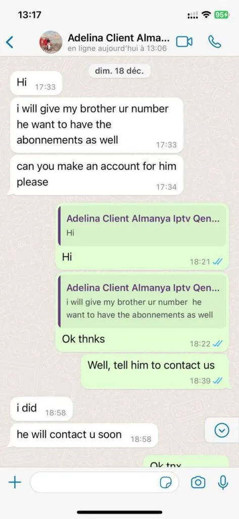 Beispiel einer WhatsApp Unterhaltung zum IPTV Support 5